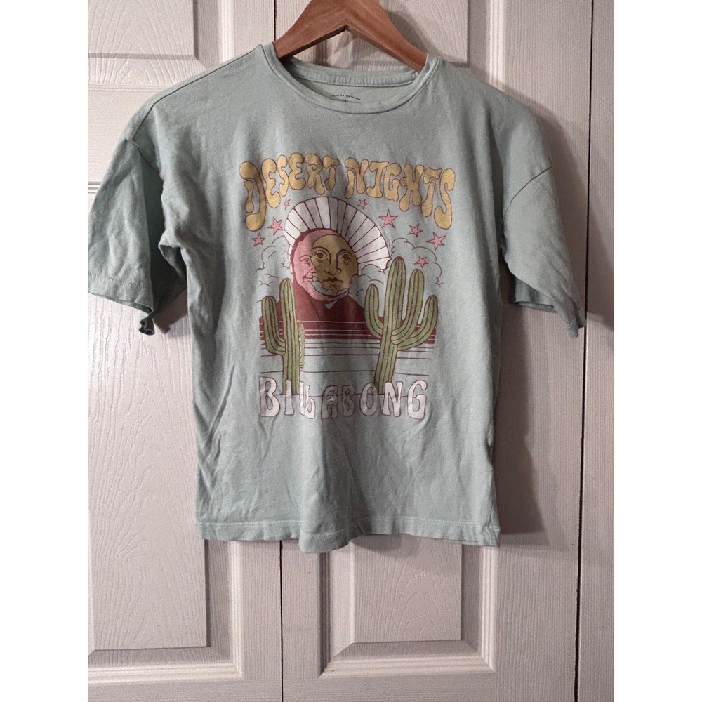 Billabong Desert Nights Medium‎ Shirt Mint Green Cactus Sun Women's Size Medium